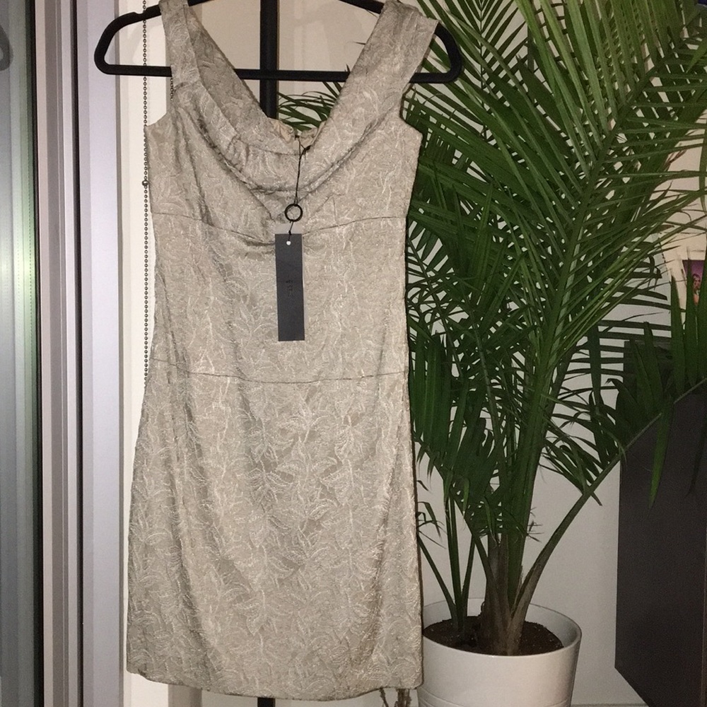 Black Halo Champagne dress